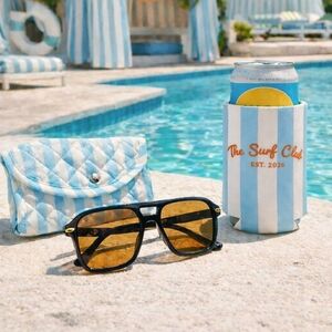 3 pc Set Poolside Cabana Sunglasses+Case+Koozie